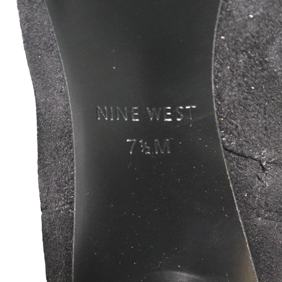 Nine West Size 7.5M Falup Black Suede Zippered Block Heel Ankle Bootie Boots - Picture 9 of 10
